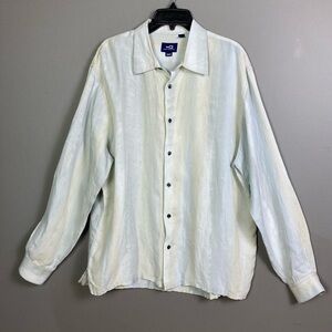 Wilke-Rodriguez shirt men's XL linen button down long‎ sleeve denim ombre Y2K